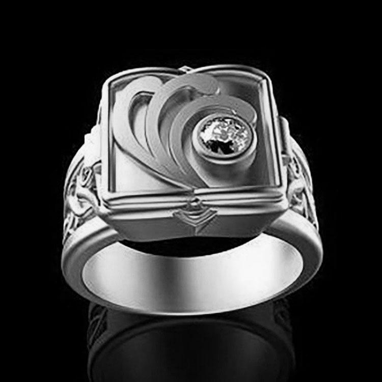 

Стильное мужское кольцо-перевертыш с резным микробриллиантом в европейском и американском стиле Size 8 платиновый