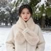 Japanese-Style Autumn/Winter Pearl Plush Neck Warmer: Imitation Mink Fur Scarf for Girls, Thickened Cross Design, Fresh & Sweet