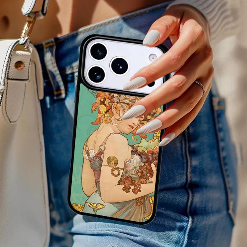 Alphonse Mucha Painted Phone Case For iPhone 17 Air 14 15 13 12 Max Cover For Apple 14 15 16 16e 11 Pro Max Plus Coque