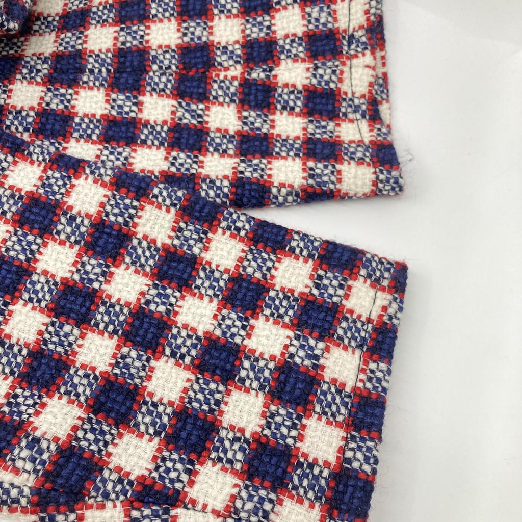 GUCCI 569132 19 years Red x Navy x White Gold Button Single Tweet Jacket Jacket 38 Red x white x navyUsed