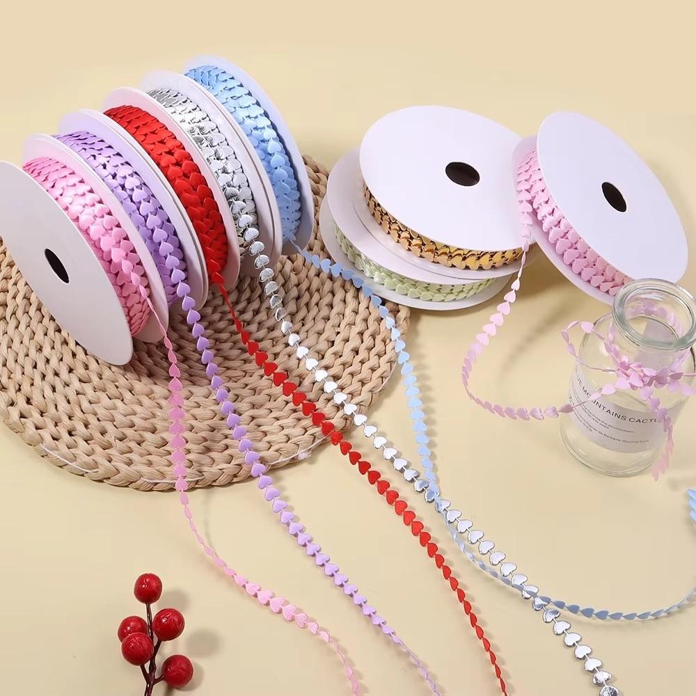 20Yards/Roll Woven Peach Heart Ribbon 8mm Made of Polyester Gift Wrapping Ribbon Multi-purpose Bows Ribbon