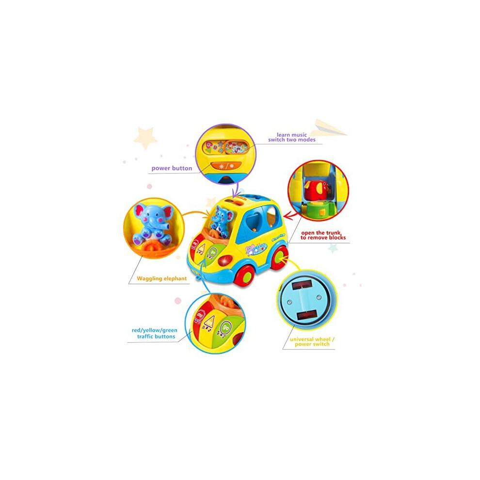 CAEGALKIMY Babyspielzeug für 1-jährige Jungen Mädchen Krabbelauto Formsortierer Spielzeug 6 12 18 Monate Früherziehung Spielzeug mit Musiklicht für den 1. Geburtstag