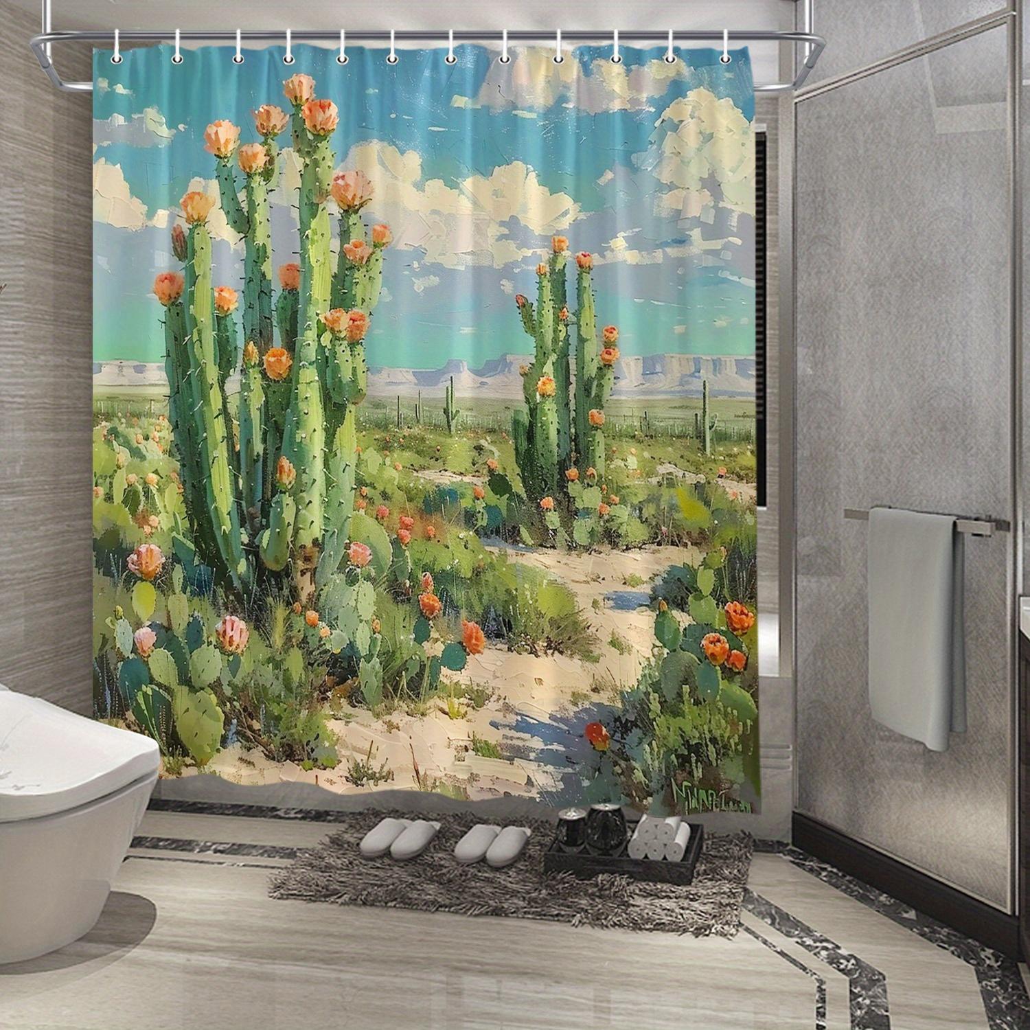 

Desert Bloom Cactus Landscape Waterproof Shower Curtain for Bathroom Decor with Stylish Design and Durable Material W90XH180cm