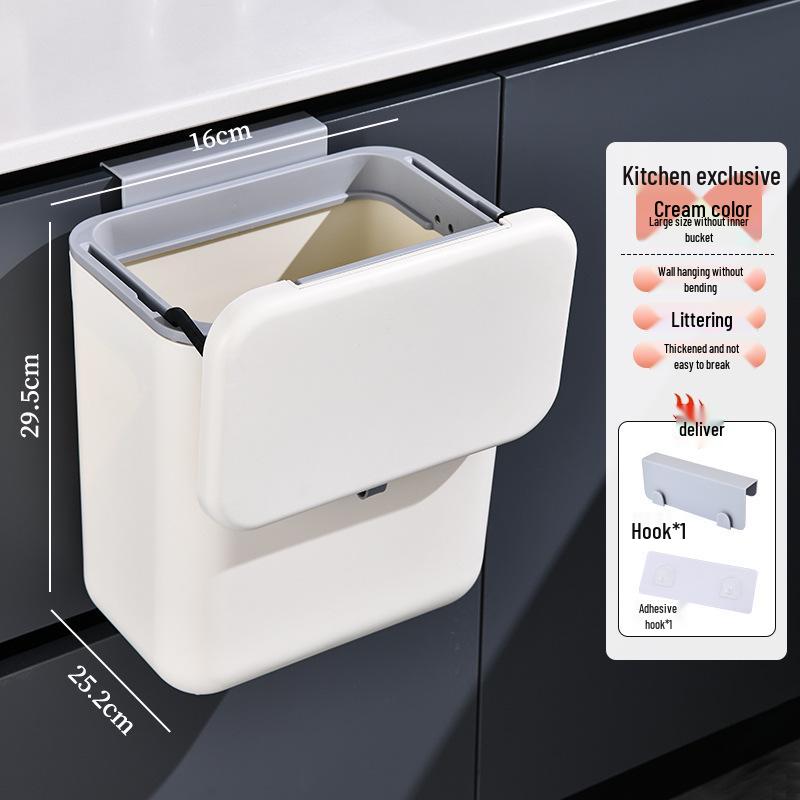 Wall-Mounted Kitchen Waste Bin with Lid - Ideal for Food Waste, Living Room, Bathroom, or Hanging Storage.