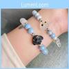 Cute Resin Dog Black Couple Bracelet Handmade Ceramic Beads Genderneutral