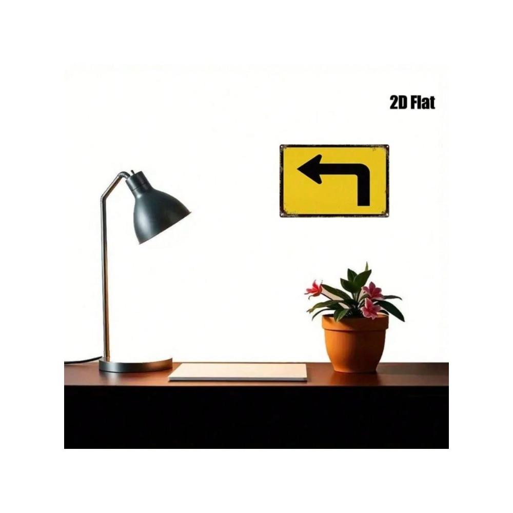 Vintage Metal Wall Art Retro Yellow Arrow Sign Decor for Home Bar