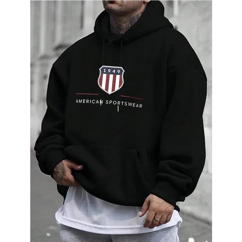 Mode Vielseitiges Sweatshirt Lässig Locker Oberteil Mit Aufdruck Kapuzenpullover Sweatshirts Herren