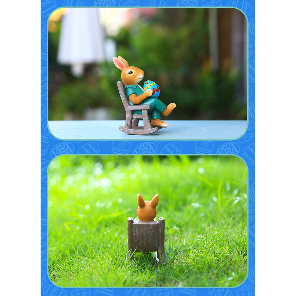 Easter Rabbit Statue Table Decor Resin Bunny Sitting On Chair Statue Tabletop Centerpieces Ornaments Home Party Holiday Decoration Gift