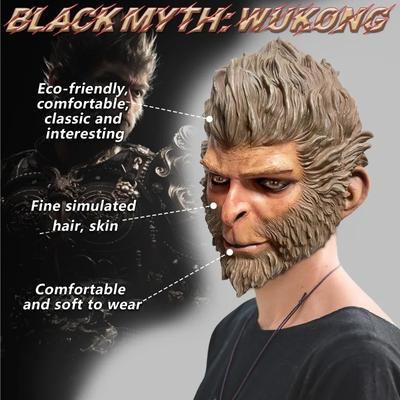 Black Myth Wukong Latex-Maske Qi Tian Da Sheng Maske Schrullige Affen-Kopfbedeckung Halloween-Dekoration Cosplay-Requisiten