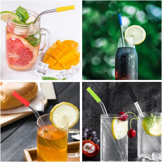 Silicone Straw Tips,Multicolored Food Grade Silicone Straw Tip Covers Fit for 8mm Wide Stainless Steel Straws And Glass Straws