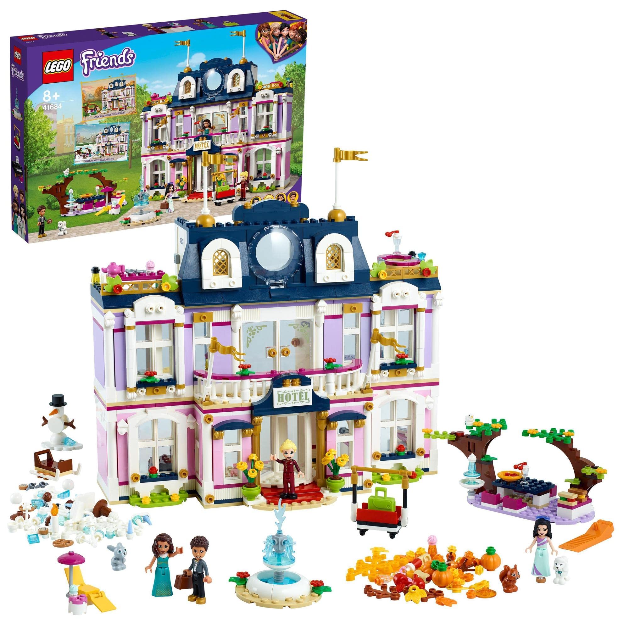 

LEGO Friends Гранд-отель Хартлейк-Сити 41684, подарок из игрушечных блоков для девочек от 8 лет и старше.