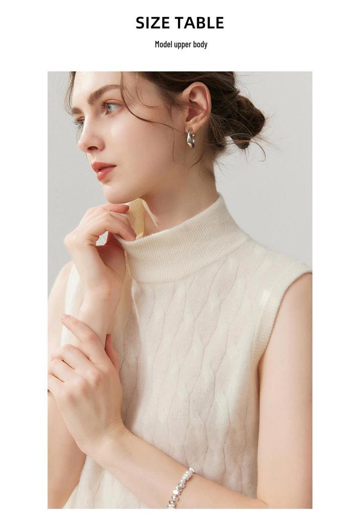 Pure Cashmere Slim-Fit Twelve-Stitch High Collar Knitted Vest