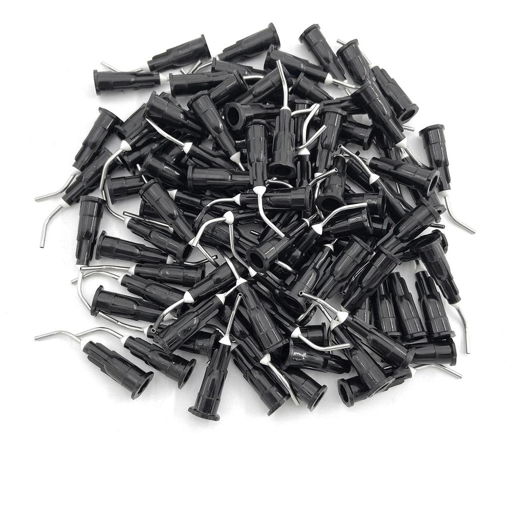 100Pcs/Lot Wellck Pre Bent Dispensing Dental Tip Etchant Resin Flow Composite Needle Tip Dentistry Dental Endoneedles