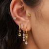 Exquisite Edelstahl Gelber Zirkon Wassertropfen Creolen Einfacher Anhänger Huggies Knorpelohrring Piercing Schmuck aretes