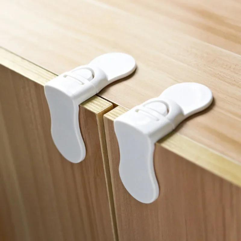 2/5PCS Baby Safety Locks Drawer Lock Anti-Pinching Hand Cabinet White Drawer Locks Refrigerator Lock Buckle Children Protection