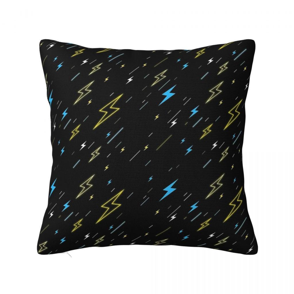 Yellow Lightning Bolts On Red Thunder Bolt Pattern Square Pillowcase Cushion Cover Pillow Case Throw Pillow Cover for Home Car