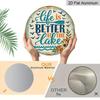 2D Flat, 1pc Round "Life Is Better At The Lake" Aluminum Hanging Sign, Vintage Lake House Paddle Flower Design, Rustic Metal Wall Decor, Perfect for