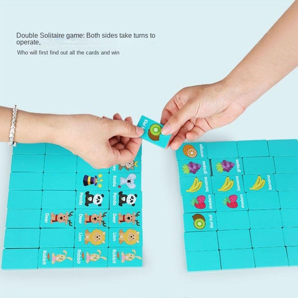 Fruit Animal Memory Solitaire Matching Mahjong Game Early Educational Puzzles Toy Kid Blocks