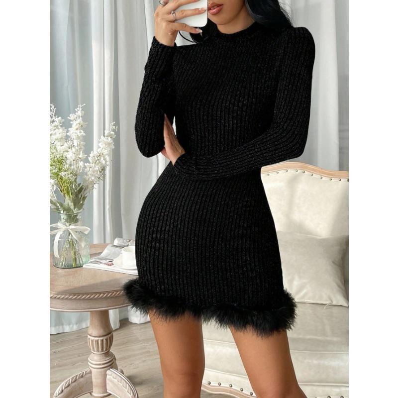 

Модна облягаюча сукня Жіноча модна повсякденна сукня-светр Спідниця, що облягає стегна S чорний