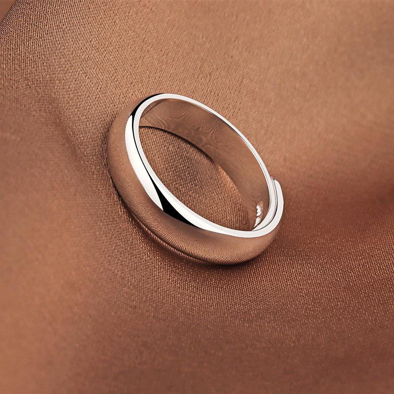 Juxing Jewelry Open Adjustable Couple Ring - Polished Plain Band for Men and Women