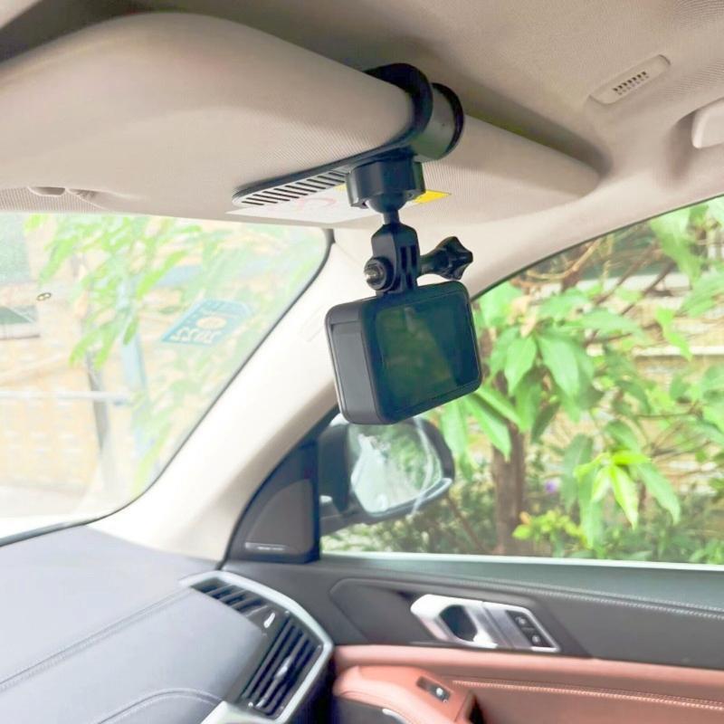 Verstellbare Auto-Sonnenblenden-Kamera-Halterung mit 360-Grad-Drehung für Sportkameras, Schnellspannclip, Universelle Kompatibilität