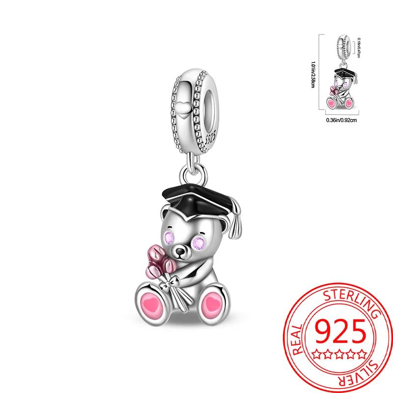 Copper Bear Series Charms Pink Heart Flowers Cat Bead Fit Original Bracelets Diy Jewelry Fine Gift For Women Daily Matching