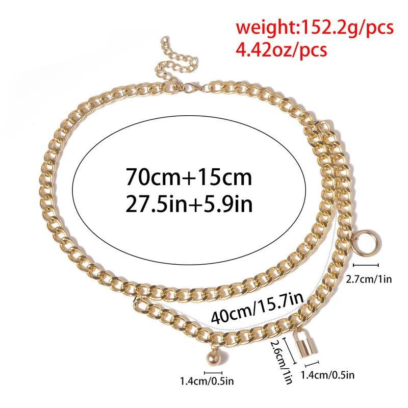 Ladies Personality Temperament Chain Round Bead Waist Belt Geometric U-shaped Tassel Lock-shaped Multi-element Belt Waist Chain