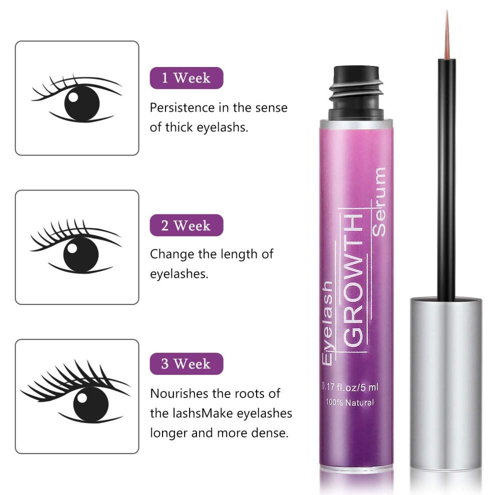 Eyelash and Eyebrow Growth Serum 5ml – Longer Fuller Lashes, Thicker Natural Brows, Hypoallergenic