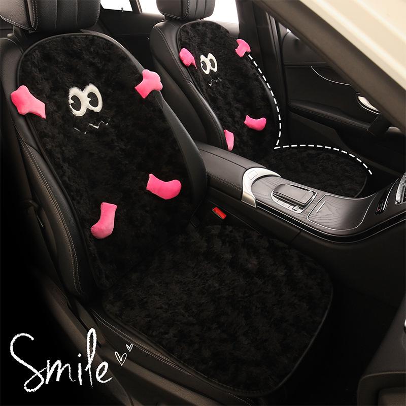 Coussin de siège d'hiver en peluche noire à grands yeux pour Changan CS35, CS55PLUS, CS75
