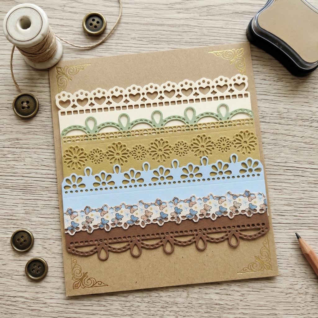 Metal Cutting Dies 5 Vintage Lace Borders Edge Embossing Stencil Die Cuts for Card Making DIY Scrapbook Album Decoration