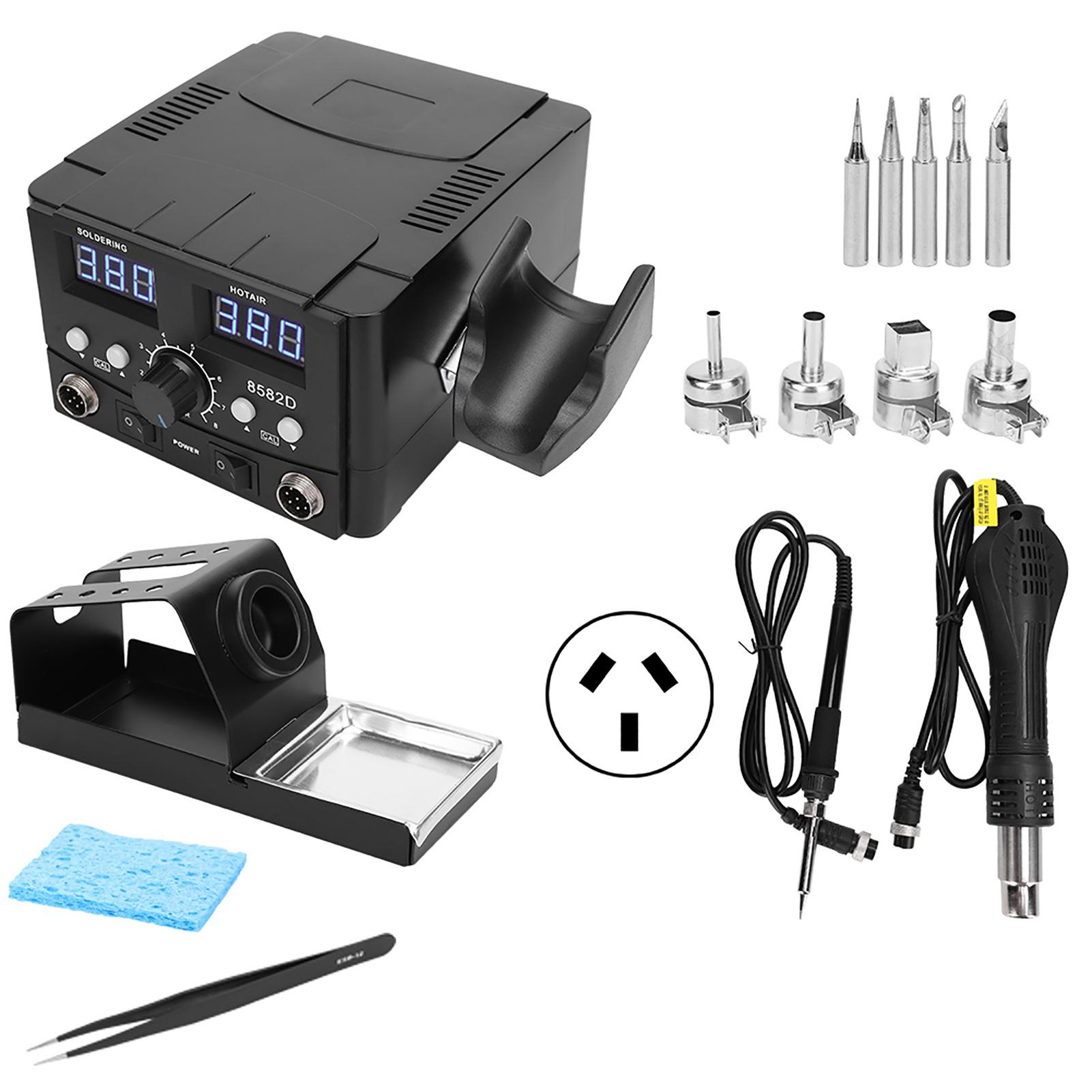 

Hot Air Gun Rework Station 2 In1 Soldering Iron Rework Station SMD LED Digital Display 8582D 750W Rework Station Accessries
