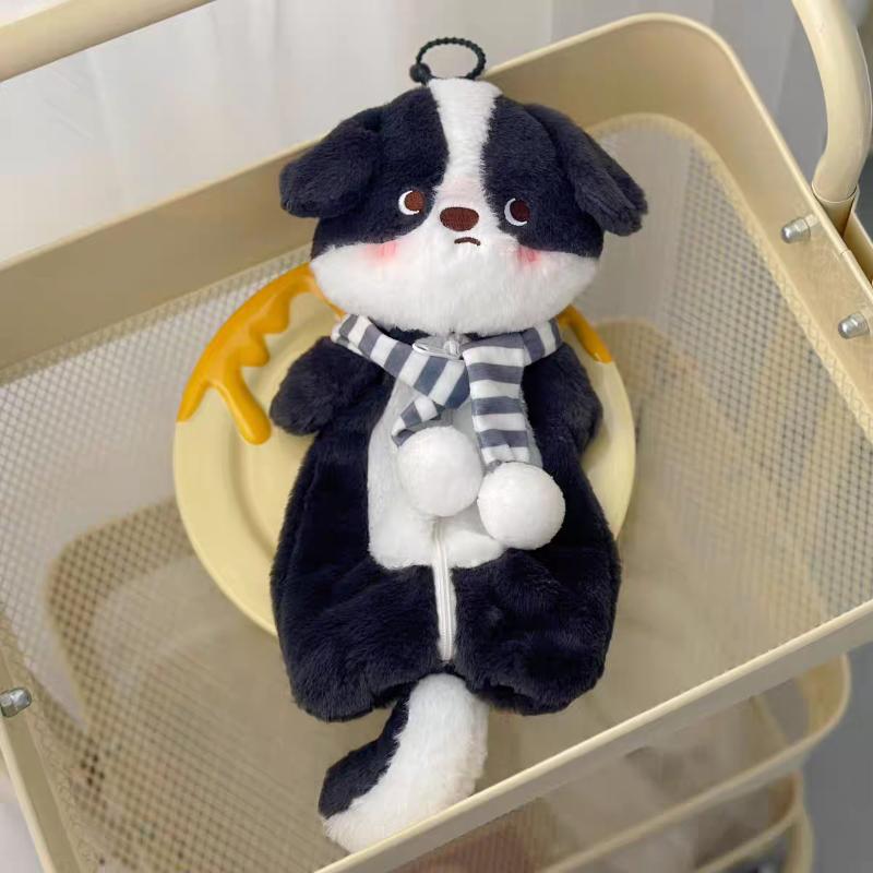 Cute Cartoon Plush Scarf Little Dog Pencil Case Kawaii Plush Animal Doll Bag Multifunctional Large Capacity Stationery Bag A1