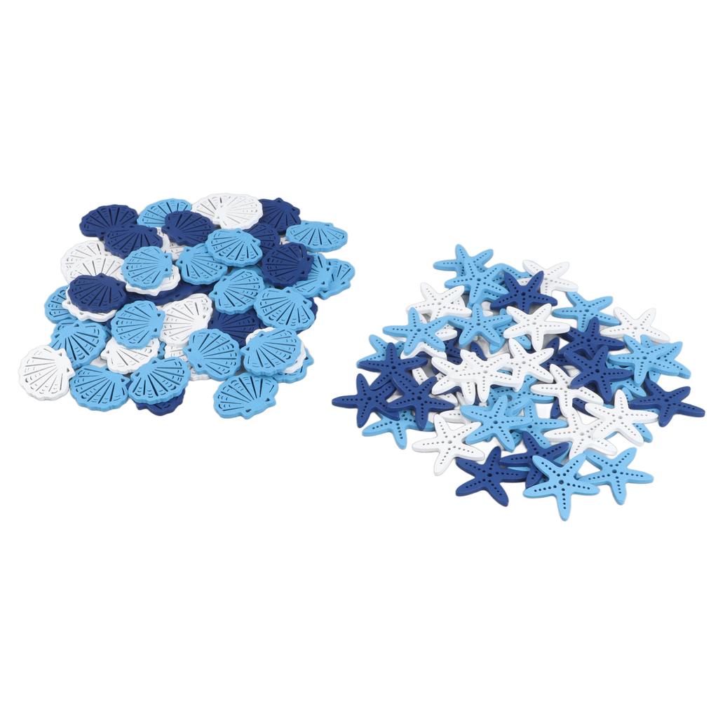 100pcs Seashell Starfish Home Decor Innovative DIY Hand Crafted Wooden Decor Patch for Party Holiday Celebration Photography