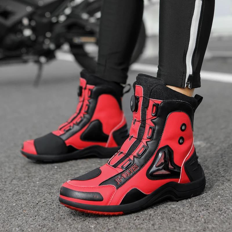 Motorcycle Boots Four Seasons High-top Outdoor Riding Boots Fashion Protective Motorcycle Shoes Plus Size Off-road Cycling Shoes