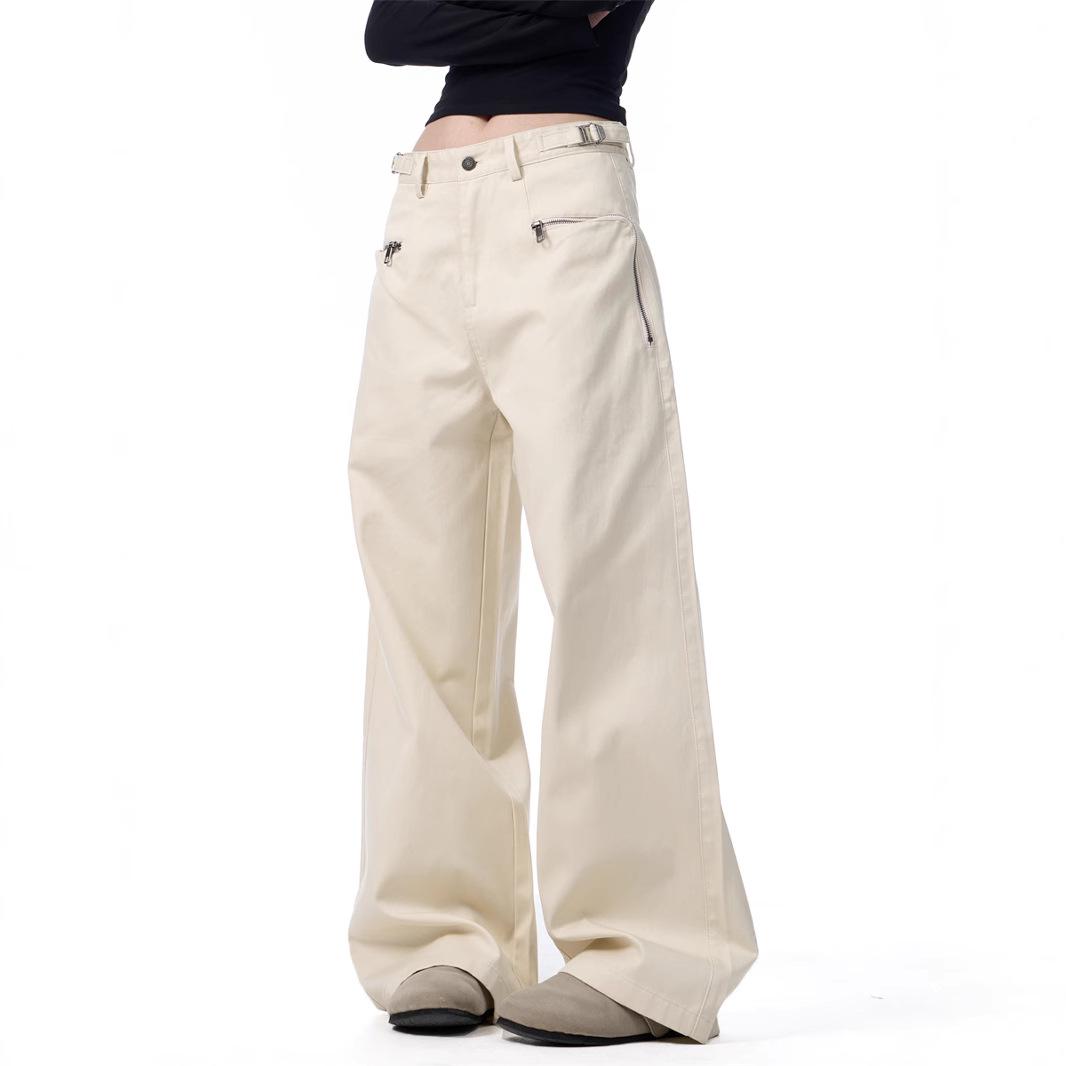 

Unisex Retro Wide-Leg Cargo Pants - Lazy, Relaxed Fit for Spring Casual Wear M чорний