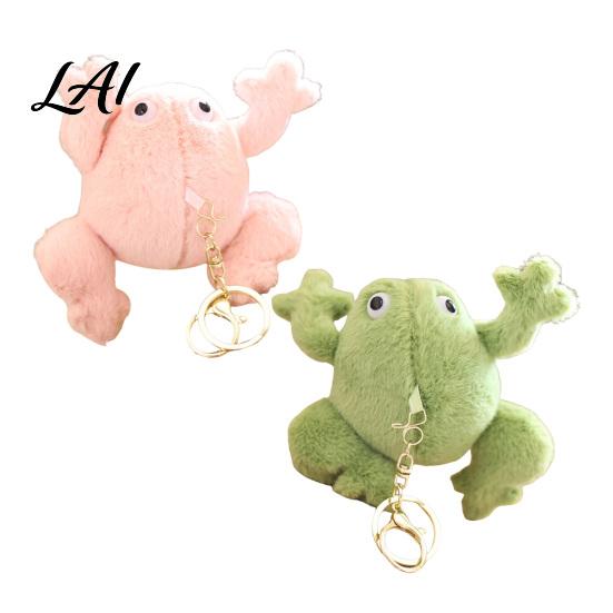 Small Animal Plushie Pendant Cute Frog Plush Keychain Soft Stuffed with Raised Paw Cartoon Gift for Kids Bag Charm Backpack Mini Doll Adults