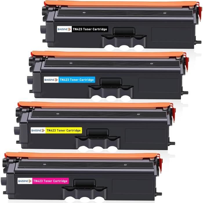 Toner Compatible - BAISINE - TN423 TN421 - Multi-couleurs - 4 Paquets - 6500 pages Noir