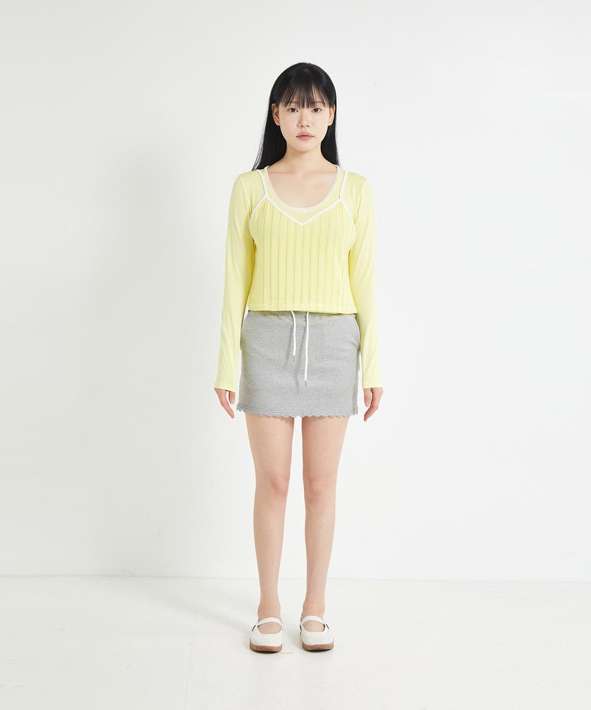 Cotton Rivers Club Lace French Terry Skirt (Melange)