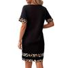 Evropsko-americké patchwork bodycon šaty s leopardím vzorem - Dámské podzimní/zimní, s dlouhým rukávem, úzký střih.
