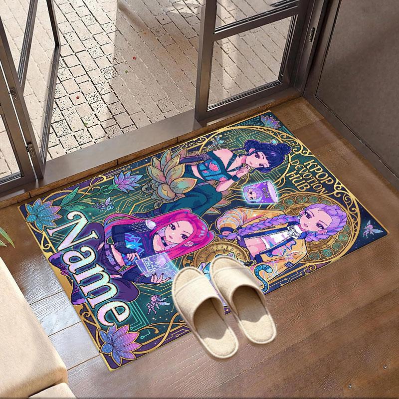 Covor Personalizat cu Nume Kpop Demon Hunter, Covor Versatil pentru Decor Acasă, pentru Cameră de Joacă, Apartament, Balcon, Hol de Intrare, Hol Cadou