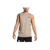 Under Armour Jersey sin mangas de corte holgado con estampado de logotipo y aberturas laterales Tops para hombre Caqui 1329286-203