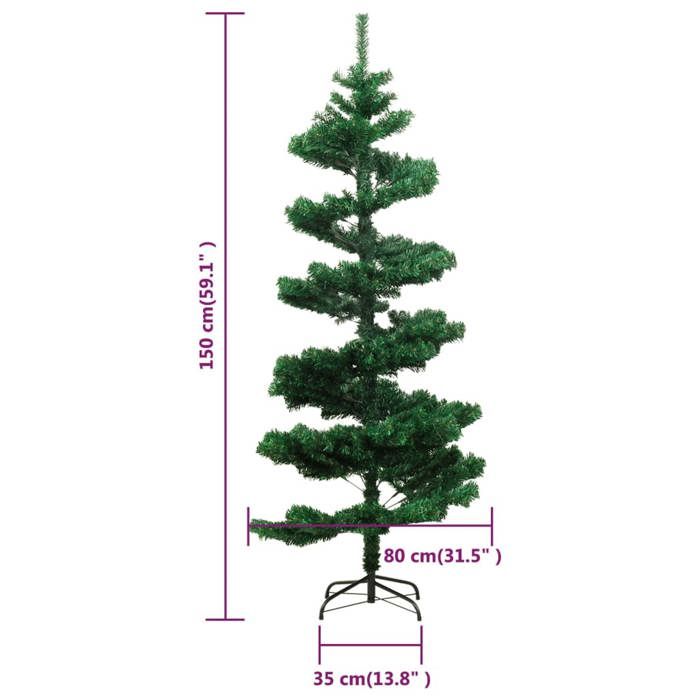 VidaXL Arbre de Noël Hélicoïdal Pré-éclairé et Support, Sapin de Noël avec LED, Décoration de Vacances, Ornement de Fête 344650
