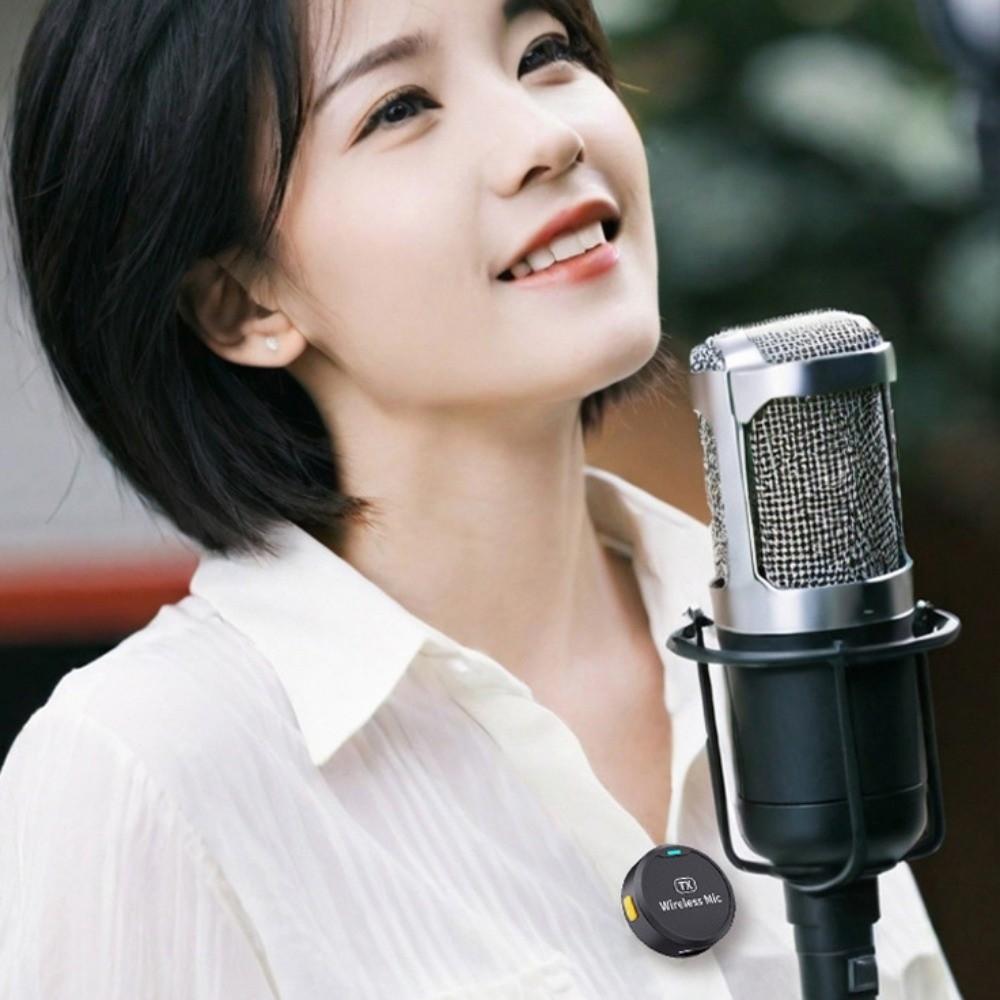 Button MIC Lavalier Lapel Microphone 2 in 1 Wireless Lavalier Mic  Smartphone/Laptop/Tablet