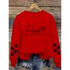 Women's comfortable paw print crew neck sweatshirt, casual long sleeve pullover