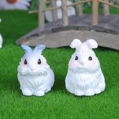 Mini Simulation Rabbit Figurine Bunny Car Desktop Ornament Micro Landscape Decoration Dollhouse Miniature Toy