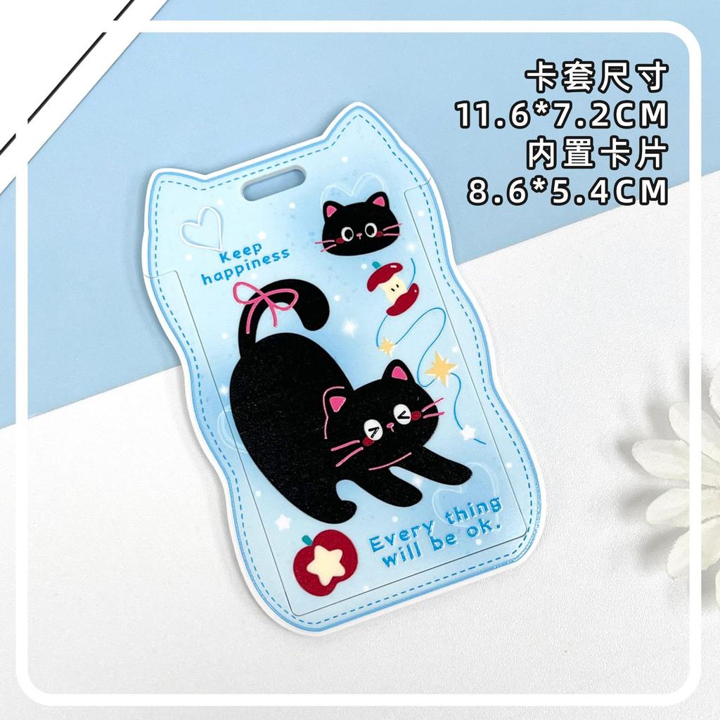 Creative Cat Ear Wave Card Cover Student Campus Cards Case Employee Id Card Holder Sliding Cover ABS ID Holder Bus Card Holder
