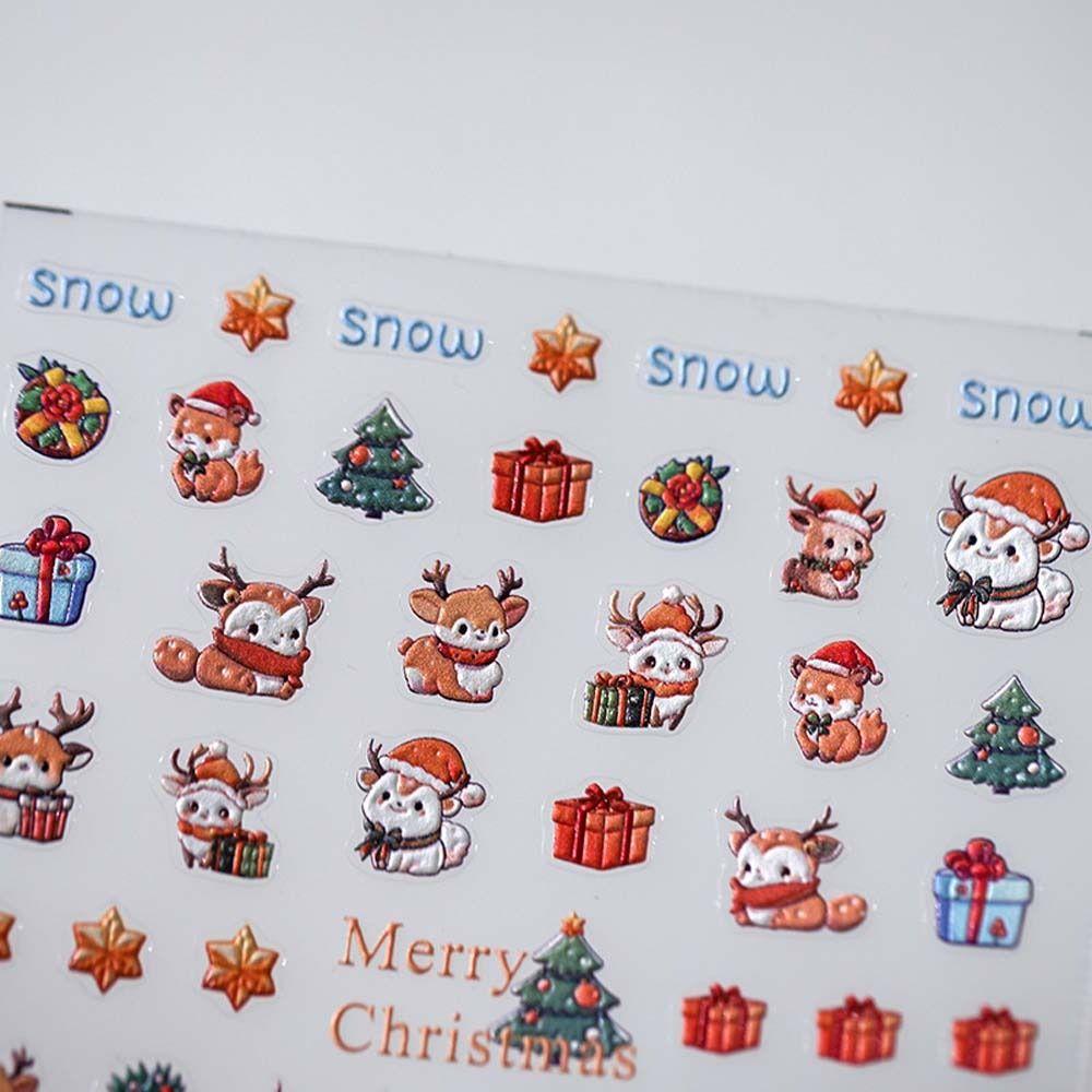 Nail Art Decoration Christmas Nail Stickers DIY Nail Charms Christmas Nail Decals Colorful   Girls