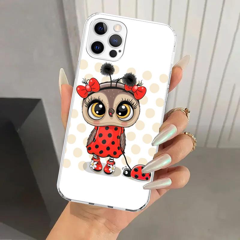 Cartoon Cute Owl LoveLy Phone Case for Iphone 17 Air 16 15 Plus 14 13 Mini 12 11 Pro Max 16E 7 8 SE 2020 Soft Funda Print Shell