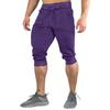 Men's Summer Color Shorts Men's Elastic Waist Sports Loose Casual Quarter Pants