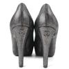 Great CHANEL Pumps COCO Mark Metallic Leather Silver Black Women 35.5 G28557 Used